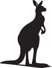 Silhouette of Kangaroo with white background