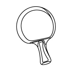 Linear tennis racket icon. Black and white image of a hand-drawn tennis racket. Vector illustration