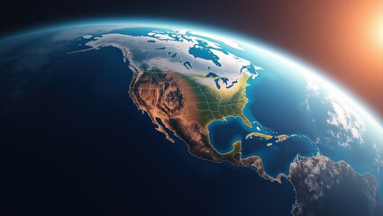 North America from Space Sunrise over the Continent
