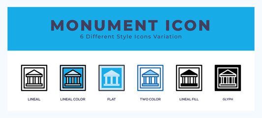 Monument set of simple icons great for web. app. presentation and more.