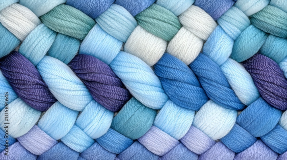 Aufkleber blue yarn braid pattern. texture of twisted wool threads. close up of soft knitted fabric.