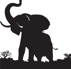 Obraz premium Silhouette of Elephant with white background