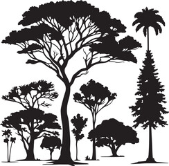 silhouettes of trees