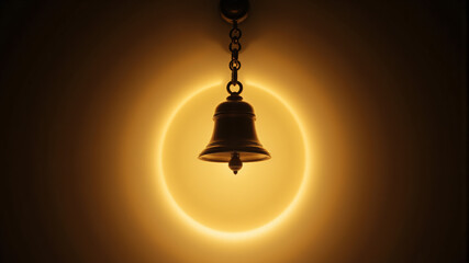 Obraz premium Captivating Bell Silhouette Against a Glowing Halo Background for Stunning Visual Impact