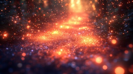 Fototapeta premium A holiday-inspired background with golden particles and sprinkles floating in the air creating a shiny festive effect perfect for Christmas and New Year celebrations in web designs.