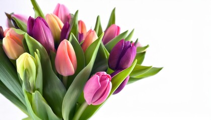 Obraz premium Elegant and Vibrant Tulip Bouquet for March 8 Women’s Day. Symbol of Spring Beauty, Perfect for Gifts, Festive Home Decorations, Greeting Cards, and Inspiring Seasonal Photography Ideas