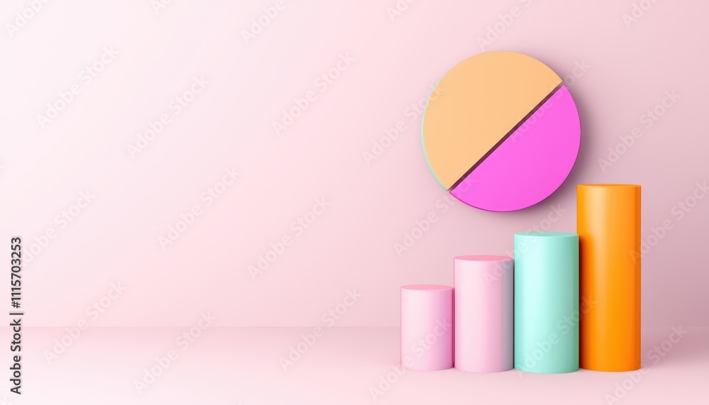 Aufkleber analyzing growth trends with colorful bar graphs business environment digital art minimalist design 