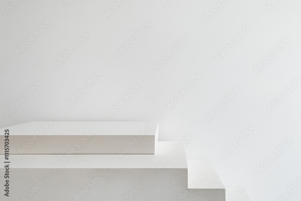 Aufkleber Layered minimalist platforms gently rise under soft diffused lighting, creating a serene and balanced composition that emphasizes simplicity and form.