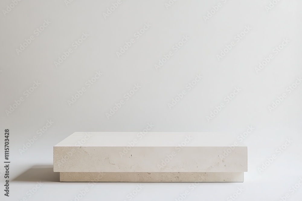 Poster an off-white stone block stands out against a plain backdrop, capturing a minimalist aesthetic with 