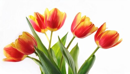Bright Spring Tulips for International Women's Day. Celebrate 8 March with Vibrant Red and Yellow Blooms, Perfect for Greeting Cards, Floral Designs, and Seasonal Decor Inspiration