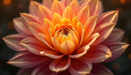 Obraz premium Golden Dahlia Mandala with Inspirational Words