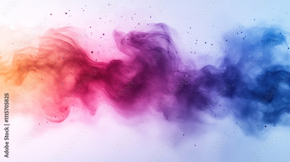 Poster abstract colorful smoke waves blending in a gradient background.