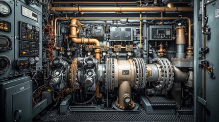 Detailed image of ship generator engine room setup