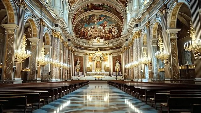 Basilica della Santissima Annunziata Baroque Interior in Italy