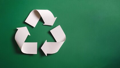 A recycling symbol made of paper arrows promotes awareness of sustainability practices