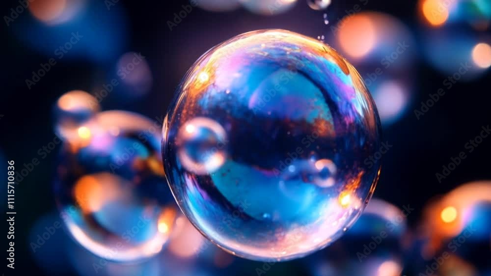 Wall mural abstract bubbles moving smoothly with bokeh lights