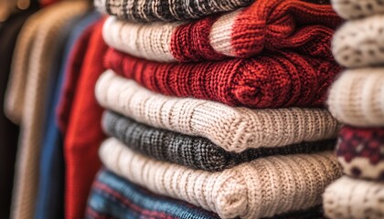 Comfort meets with trendy sweaters neatly arranged in a modern store