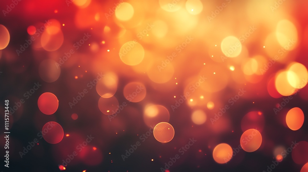 Poster abstract background with orange and red bokeh lights.