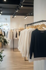 Chic fashion pieces perfectly arranged in a minimalist retail space