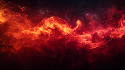 Fototapeta premium Vivid red and orange smoke twisting dramatically against a dark canvas, capturing an energetic and intense atmosphere