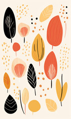 Modern Abstract Colorful Leaves Pattern Wall Art