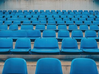 Obraz premium Rows of Blue Seats in a Stadium