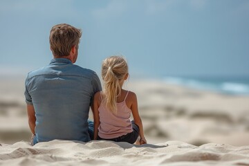 Father and daughter enjoying a beach day