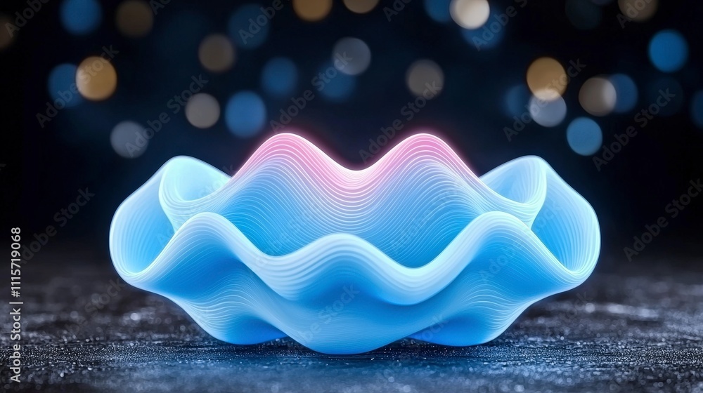 Poster futuristic abstract background glowing neon waves bokeh lights data transfer concept