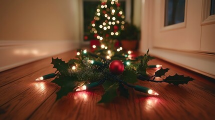 Elegant cream-toned background with an abstract blend of blurry lights and glowing outdoor bokeh creating a festive yet sophisticated design foundation