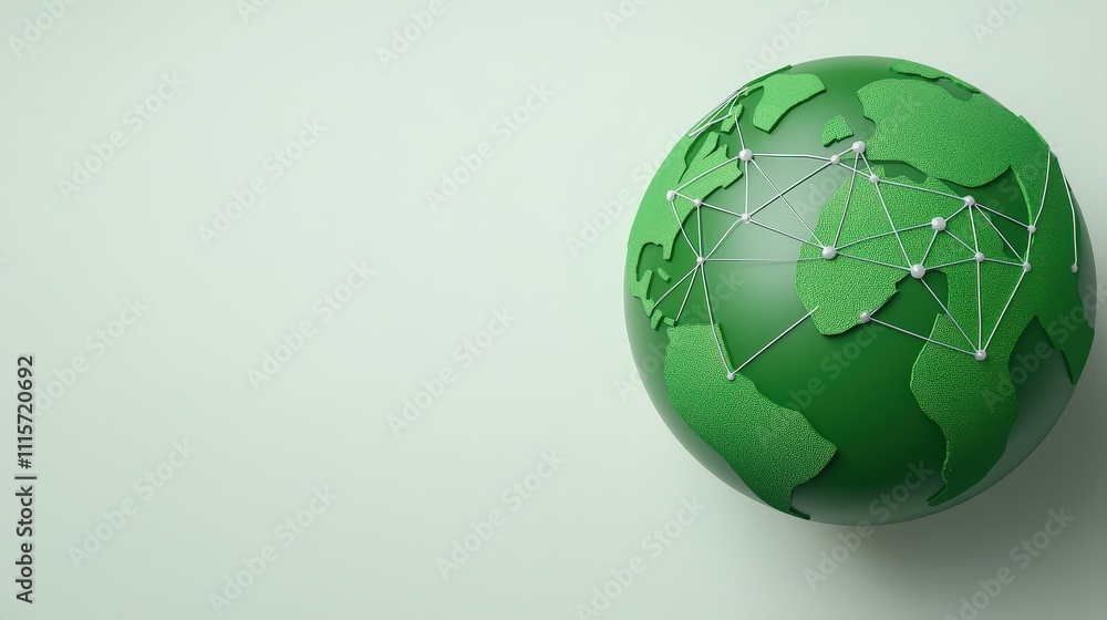 Aufkleber global network connection green earth globe digital connectivity world map internet c