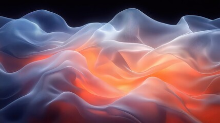 Obraz premium Abstract flowing waves with glowing colors in a surreal landscape.