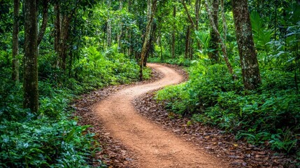 Obraz premium Adventure in the tropics discovering winding forest trails and serene viewpoints in lush nature photography