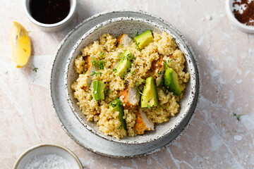 Couscous with chicken and avocado