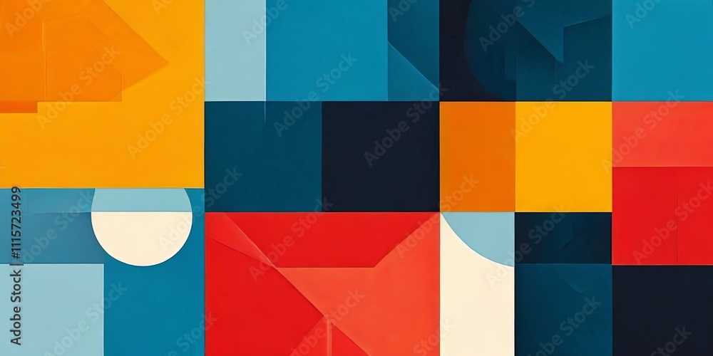 Aufkleber a colorful abstract painting with a blue square in the middle