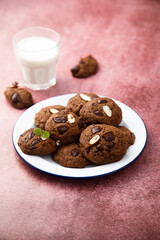 Homemade chocolate cookies with nuts	
