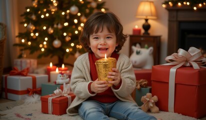 Child Opening Christmas Gifts