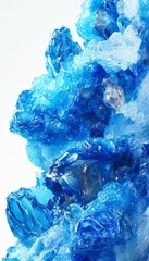 Fototapeta premium Abstract Shapes and Forms in Vibrant Blue Gel A Study of Texture and Light on White Background