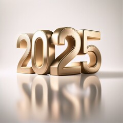 2025 3d text New Year gold realistic rendering celebration AI Image	
