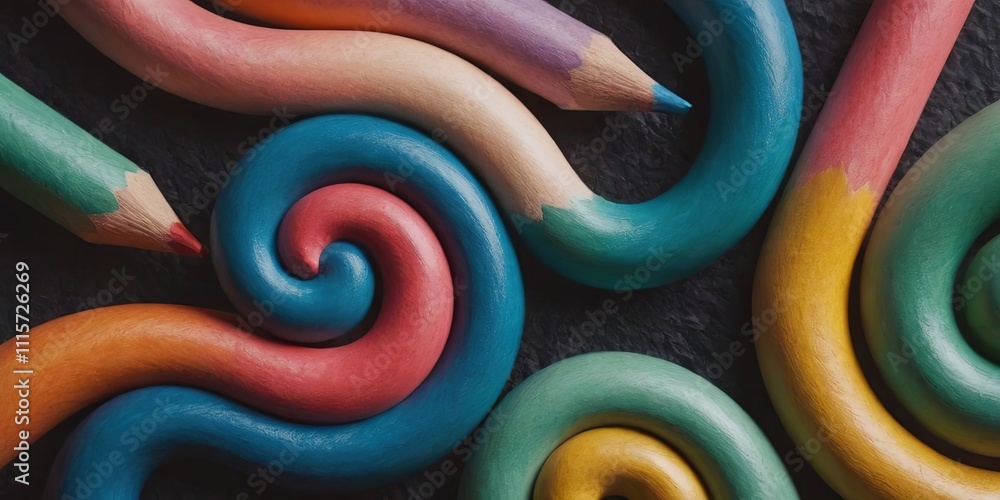 Poster a colorful swirl of pencils, with each one painted in a different color
