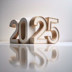 2025 3d text New Year gold realistic rendering celebration AI Image	