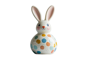 Colorful ceramic bunny figurine with polka dots perfect for spring decoration or Easter celebration