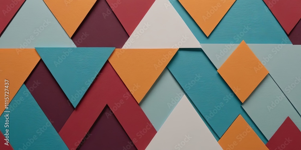 Poster A colorful abstract design made of triangles and squares