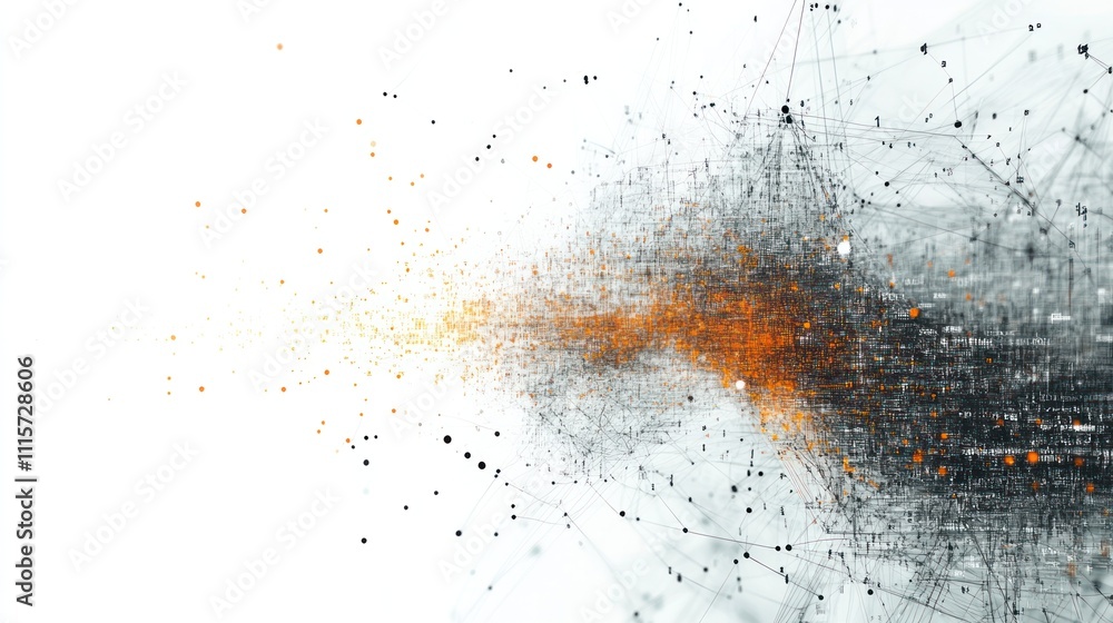 Aufkleber binary stream, displaying a network of interconnected binary codes that appear to pulse and glow on 