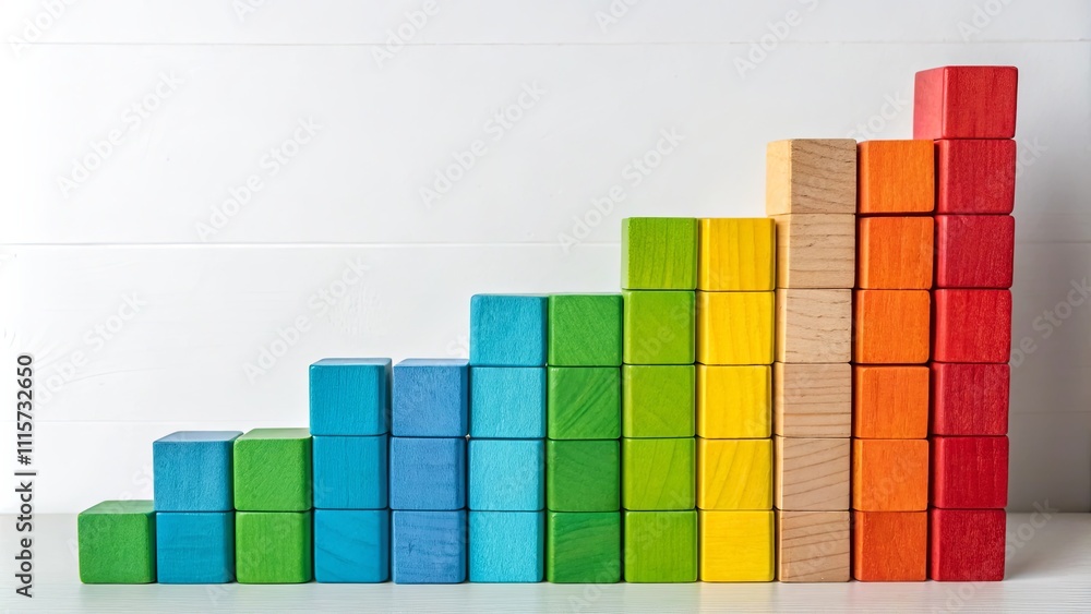 Aufkleber a stack of wooden blocks in a rainbow color