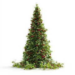 Fototapeta premium A Christmas tree with red berries on it