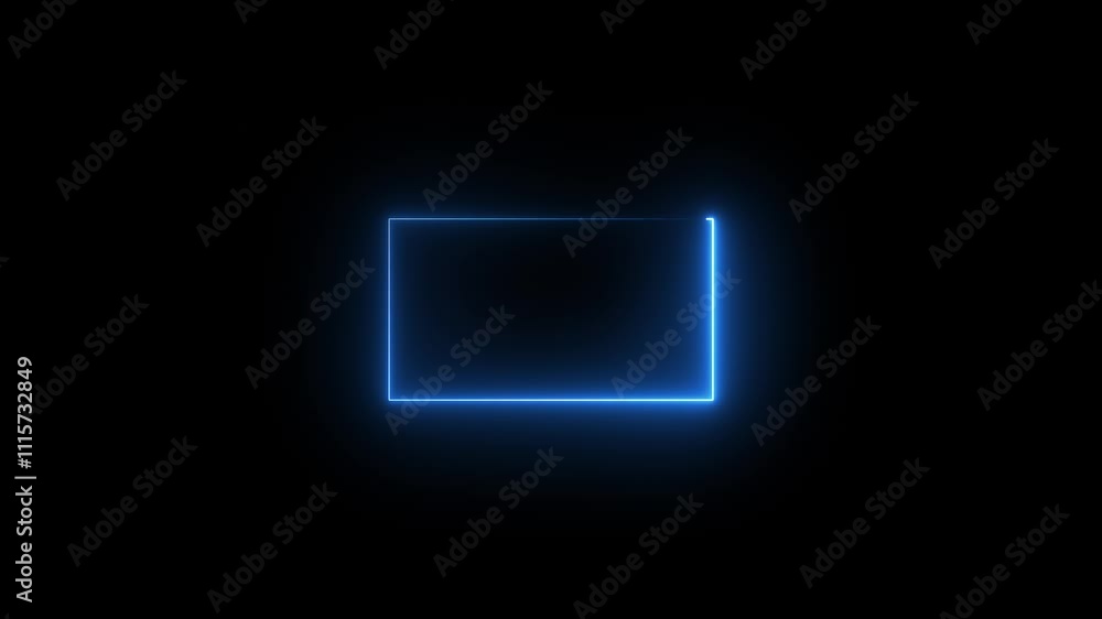 Poster neon frame neon light animated glowing border in the shape rectangle glowing and futuristic energy l