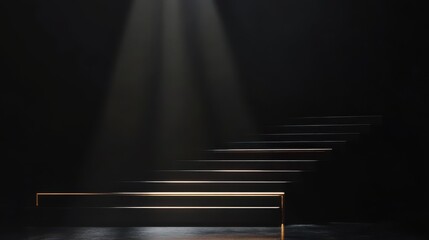 Obraz premium A dimly lit staircase with focused beams of light.