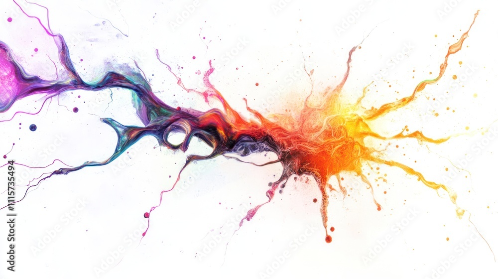 Poster neuron, featuring swirling patterns and luminous filaments that illustrate the flow of energy and in