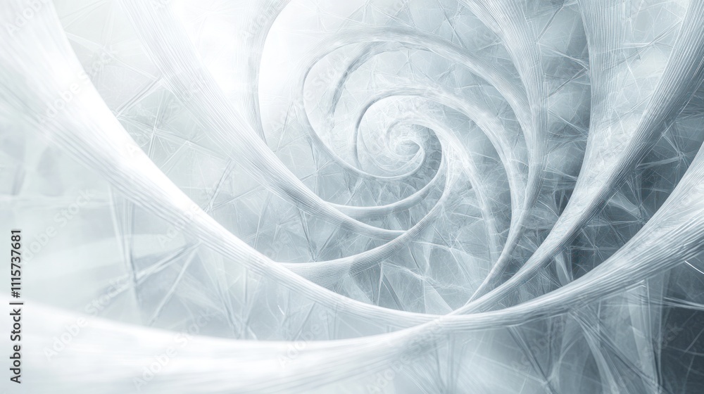Poster mechanics, showcasing swirling particles and waveforms that blend seamlessly into a clean white back