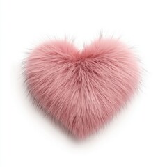 Soft Pink Heart-Shaped Plush Object with Fluffy Texture and Subtle Gradient
